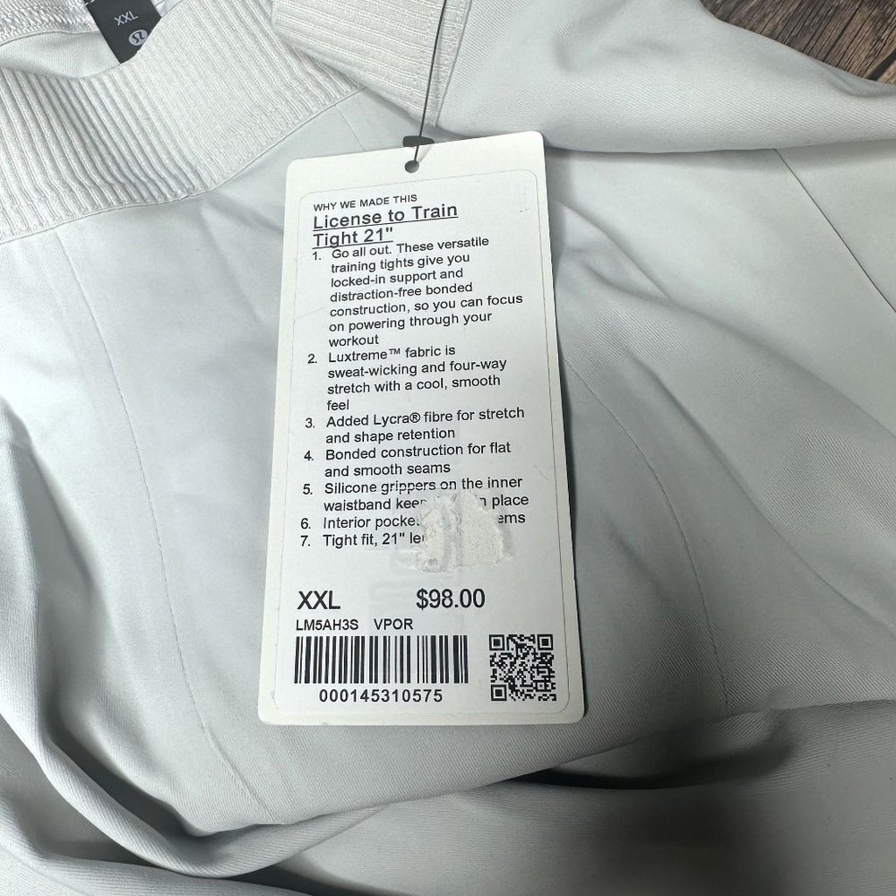 Lululemon License to Train Tight 21" NWT Size XXL (Vapor) - Picture 14 of 14